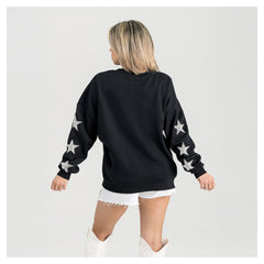 Kansas City Chiefs Gameday Couture Women's Pure Victory Rhinestud Star-Sleeve Pullover Sweatshirt Black | NFL