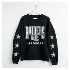 Las Vegas Raiders Gameday Couture Women's Pure Victory Rhinestud Star-Sleeve Pullover Sweatshirt Black | NFL