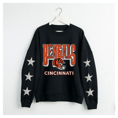 Cincinnati Bengals Gameday Couture Women's Pure Victory Rhinestud Star-Sleeve Pullover Sweatshirt Black | NFL