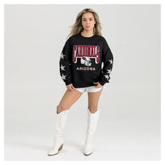 Arizona Cardinals Gameday Couture Women's Pure Victory Rhinestud Star-Sleeve Pullover Sweatshirt Black | NFL
