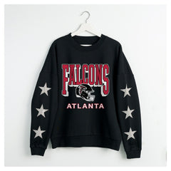 Atlanta Falcons Gameday Couture Women's Pure Victory Rhinestud Star-Sleeve Pullover Sweatshirt Black | NFL