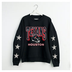 Houston Texans Gameday Couture Women's Pure Victory Rhinestud Star-Sleeve Pullover Sweatshirt Black | NFL