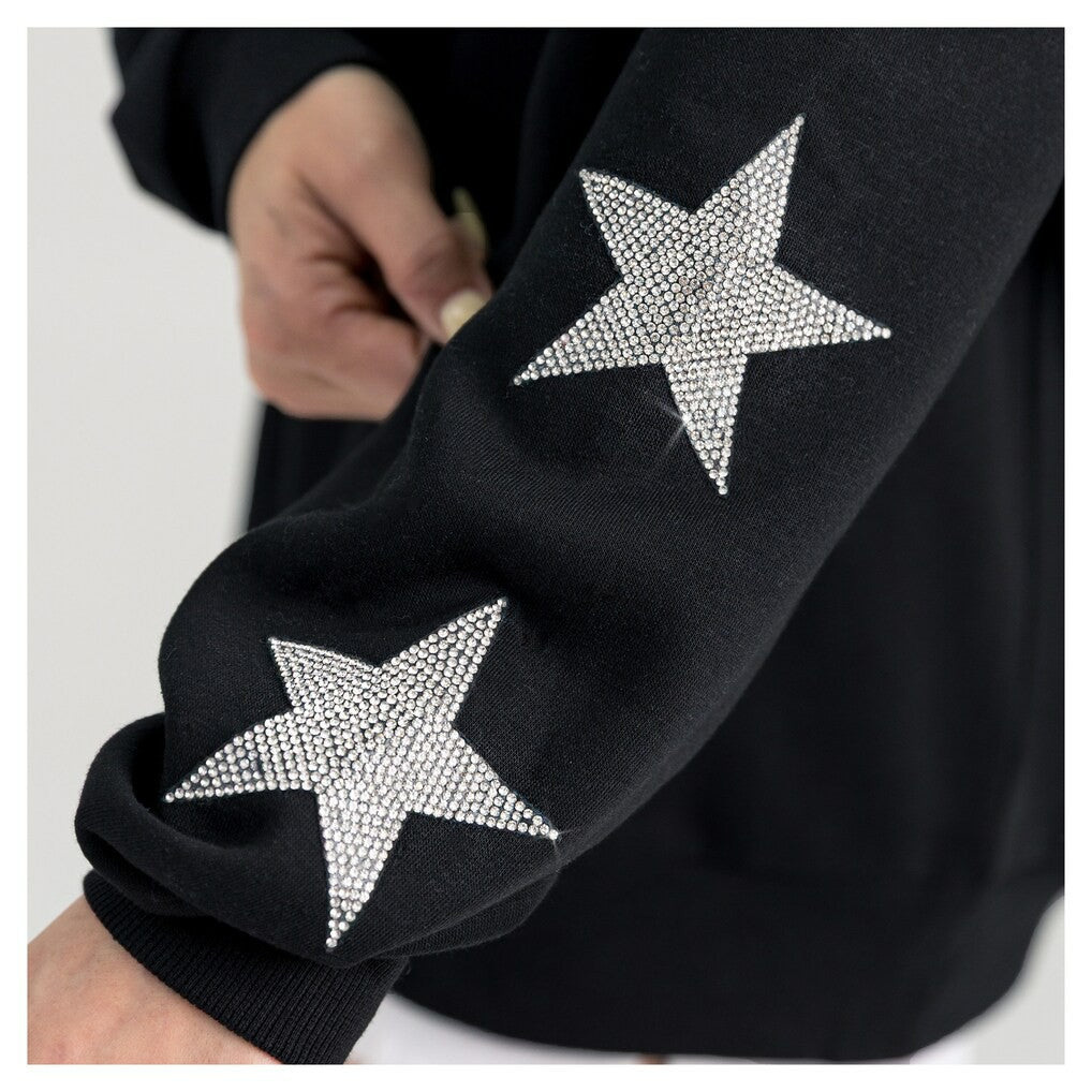 Green Bay Packers Gameday Couture Women's Pure Victory Rhinestud Star-Sleeve Pullover Sweatshirt Black | NFL
