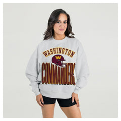 Washington Commanders Gameday Couture Women's Fierce Focus Premium Oversized Fleece Pullover Sweatshirt Ash | NFL
