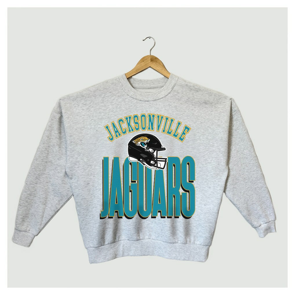 Jacksonville Jaguars Gameday Couture Women's Fierce Focus Premium Oversized Fleece Pullover Sweatshirt Ash | NFL
