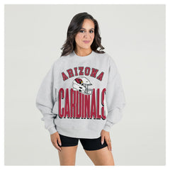 Arizona Cardinals Gameday Couture Women's Fierce Focus Premium Oversized Fleece Pullover Sweatshirt Ash | NFL
