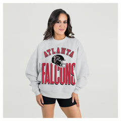 Atlanta Falcons Gameday Couture Women's Fierce Focus Premium Oversized Fleece Pullover Sweatshirt Ash | NFL