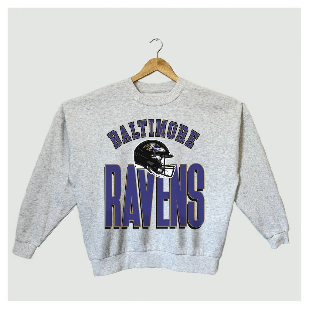 Baltimore Ravens Gameday Couture Women's Fierce Focus Premium Oversized Fleece Pullover Sweatshirt Ash | NFL