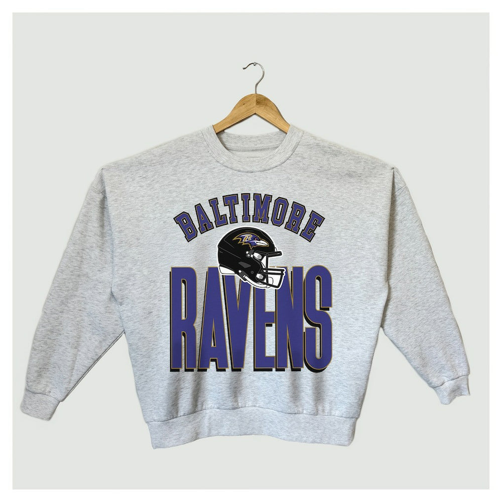 Baltimore Ravens Gameday Couture Women's Fierce Focus Premium Oversized Fleece Pullover Sweatshirt Ash | NFL