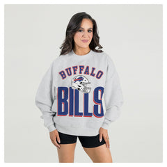 Buffalo Bills Gameday Couture Women's Fierce Focus Premium Oversized Fleece Pullover Sweatshirt Ash | NFL
