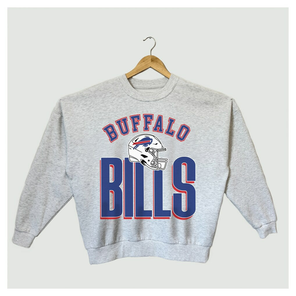Buffalo Bills Gameday Couture Women's Fierce Focus Premium Oversized Fleece Pullover Sweatshirt Ash | NFL