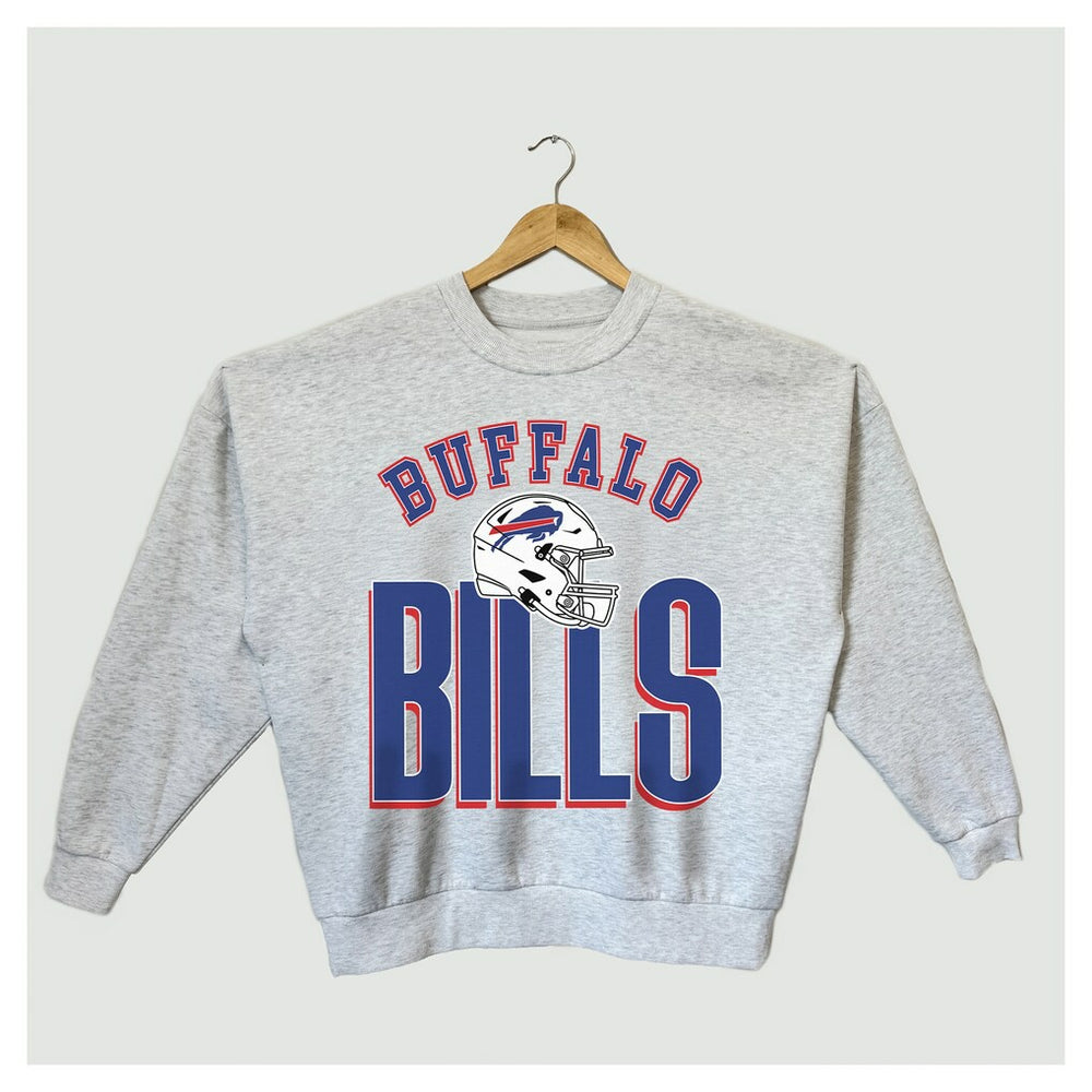 Buffalo Bills Gameday Couture Women's Fierce Focus Premium Oversized Fleece Pullover Sweatshirt Ash | NFL