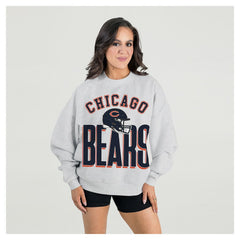 Chicago Bears Gameday Couture Women's Fierce Focus Premium Oversized Fleece Pullover Sweatshirt Ash | NFL