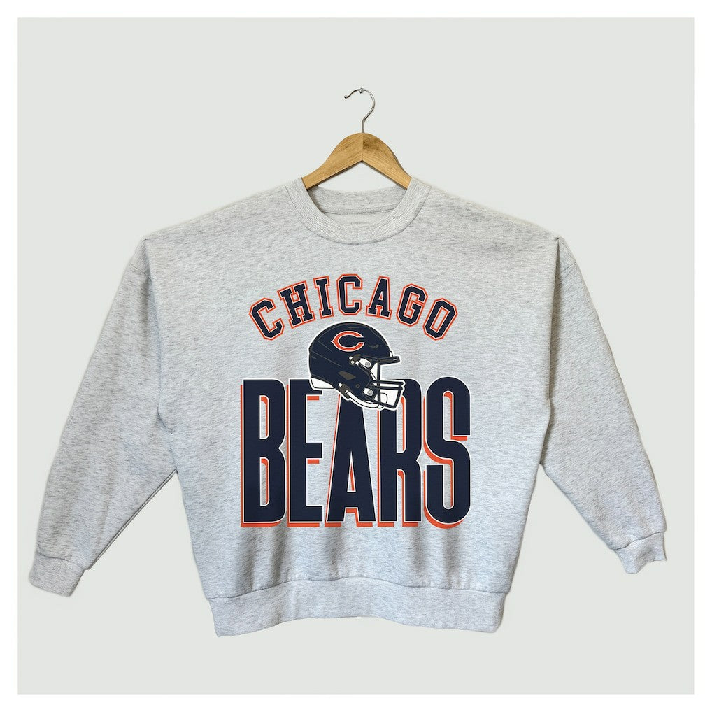 Chicago Bears Gameday Couture Women's Fierce Focus Premium Oversized Fleece Pullover Sweatshirt Ash | NFL