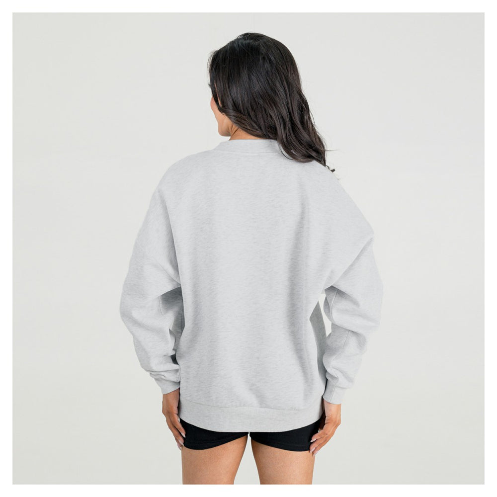 Denver Broncos Gameday Couture Women's Fierce Focus Premium Oversized Fleece Pullover Sweatshirt Ash | NFL