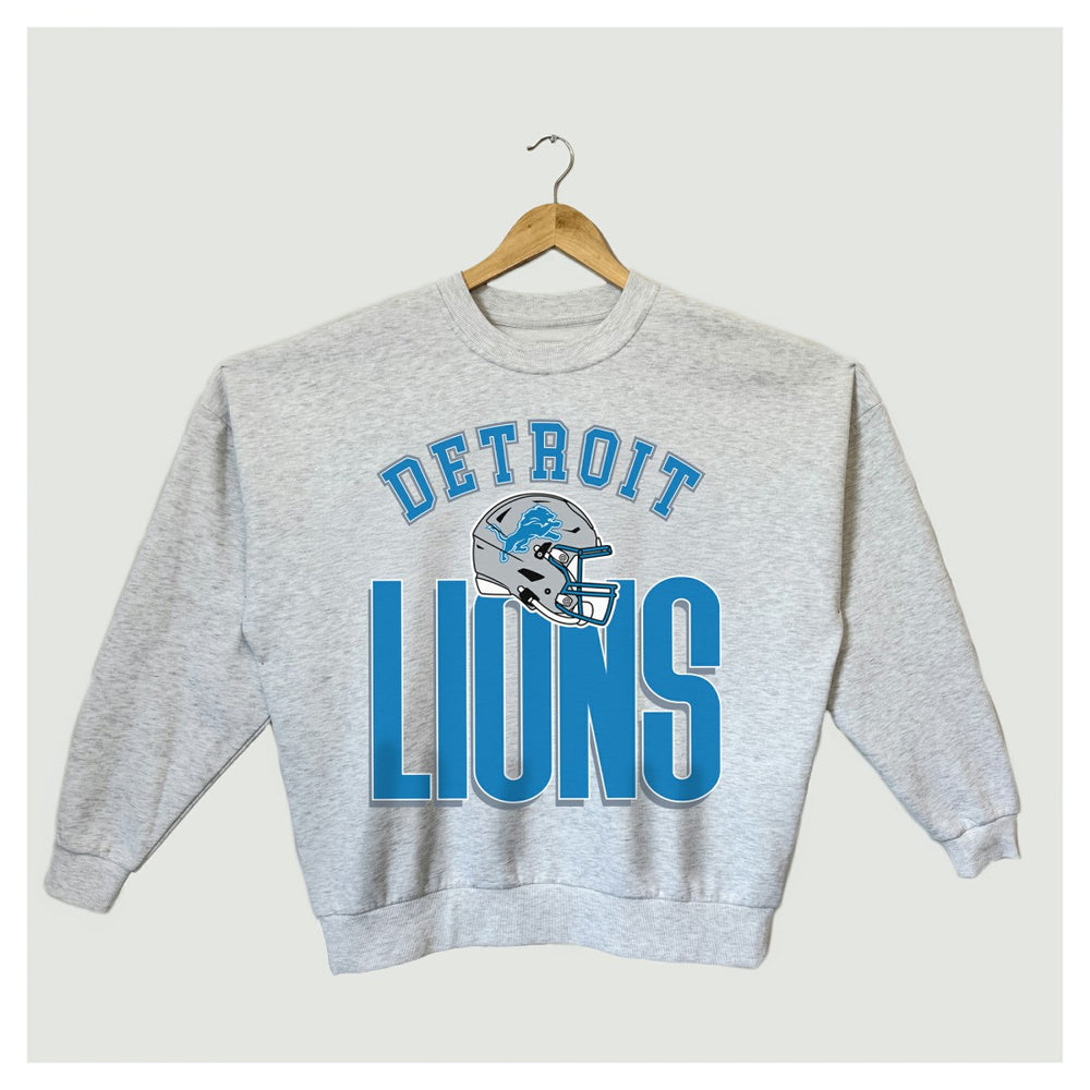 Detroit Lions Gameday Couture Women's Fierce Focus Premium Oversized Fleece Pullover Sweatshirt Ash | NFL