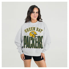 Green Bay Packers Gameday Couture Women's Fierce Focus Premium Oversized Fleece Pullover Sweatshirt Ash | NFL