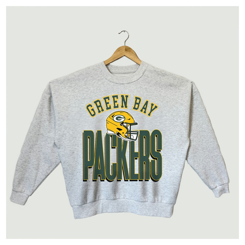 Green Bay Packers Gameday Couture Women's Fierce Focus Premium Oversized Fleece Pullover Sweatshirt Ash | NFL