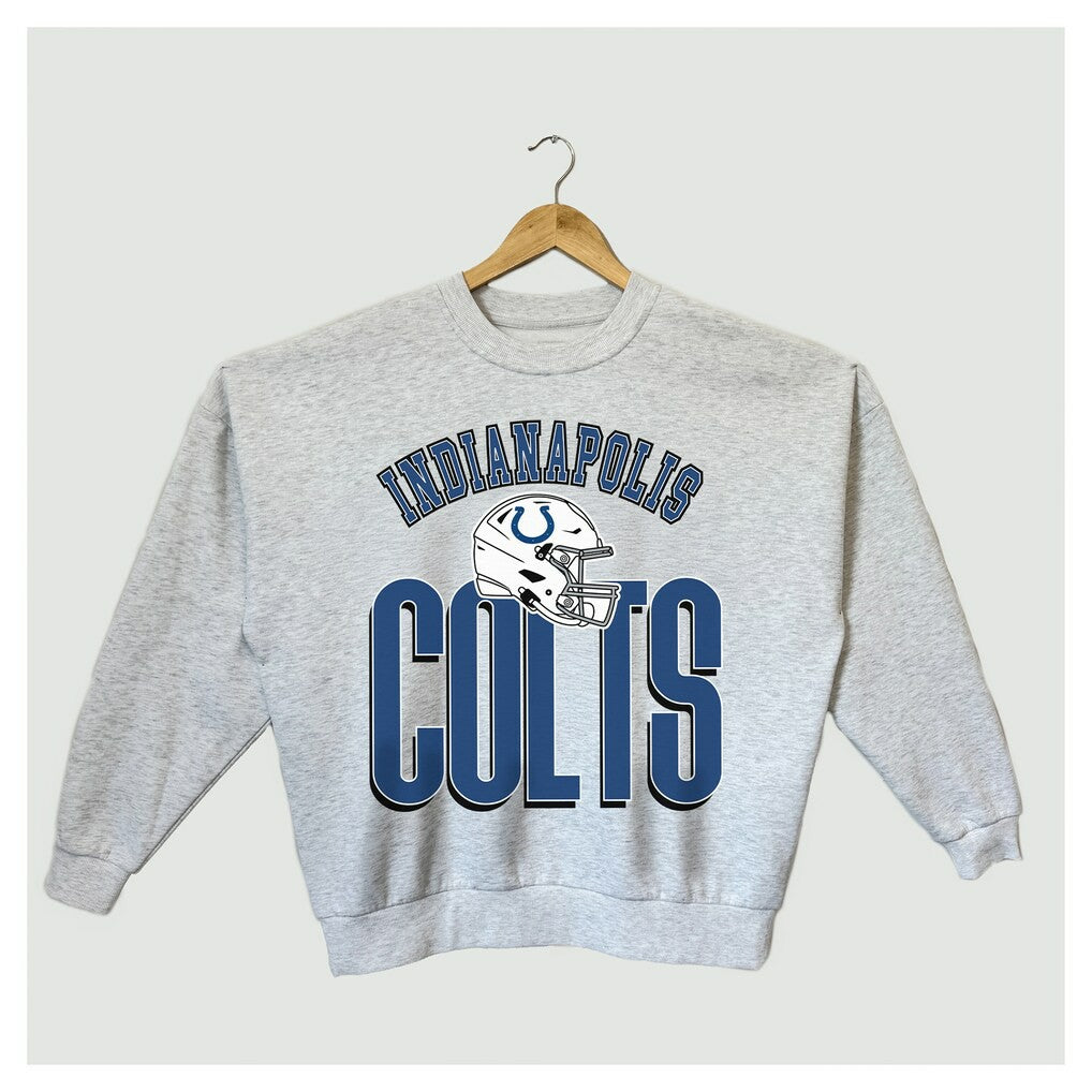 Indianapolis Colts Gameday Couture Women's Fierce Focus Premium Oversized Fleece Pullover Sweatshirt Ash | NFL