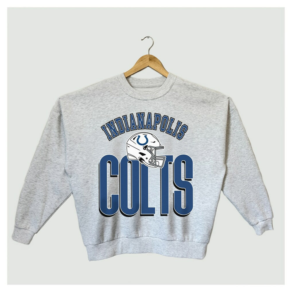 Indianapolis Colts Gameday Couture Women's Fierce Focus Premium Oversized Fleece Pullover Sweatshirt Ash | NFL