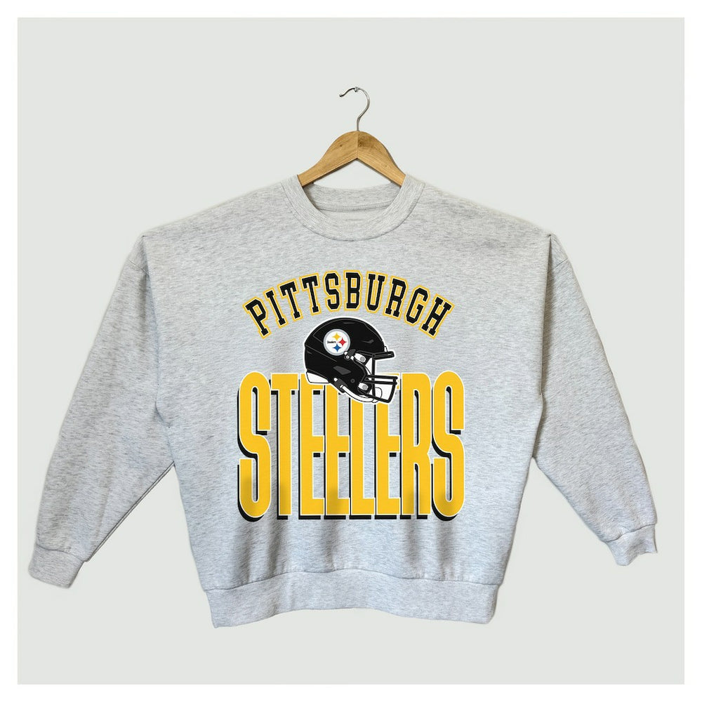 Pittsburgh Steelers Gameday Couture Women's Fierce Focus Premium Oversized Fleece Pullover Sweatshirt Ash | NFL