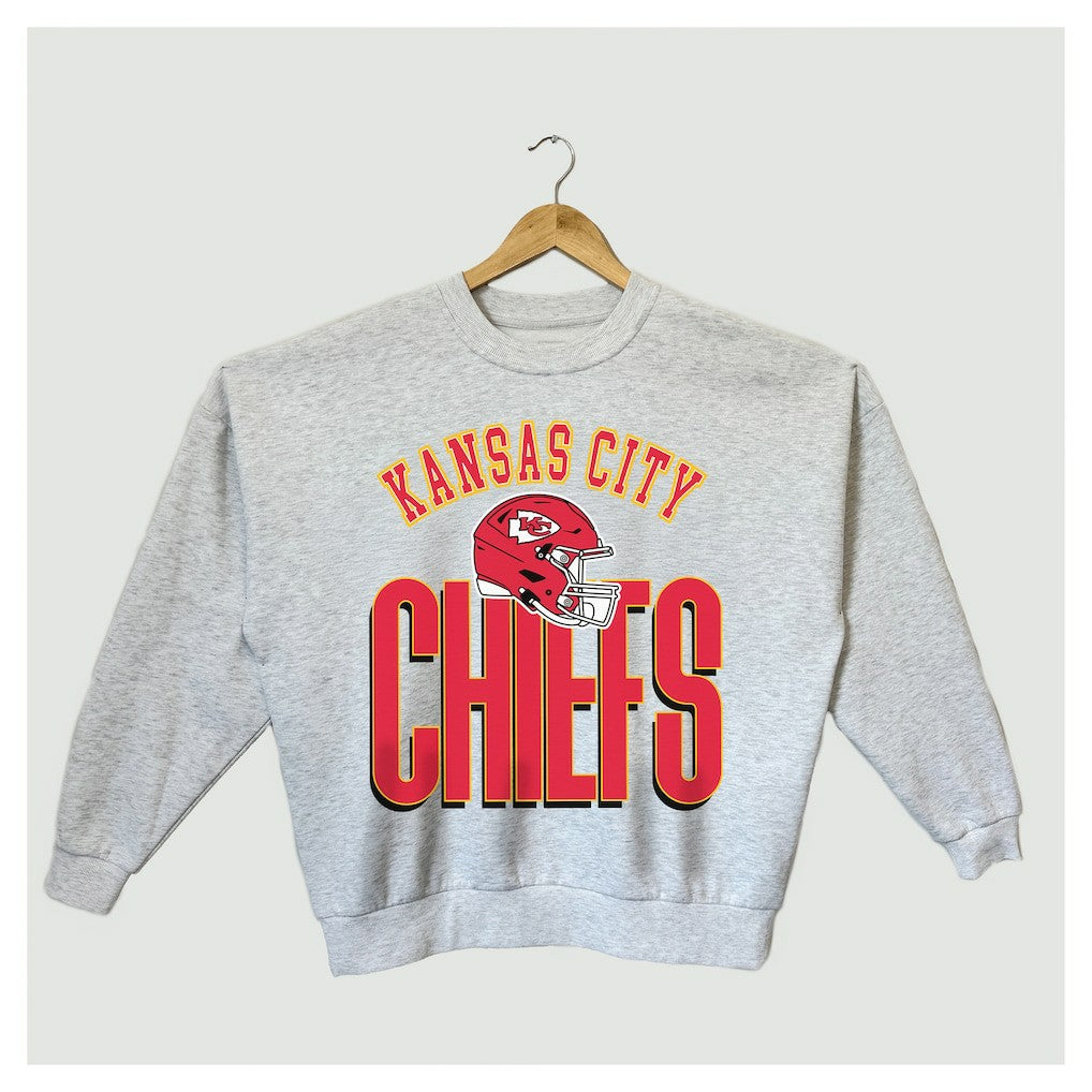 Kansas City Chiefs Gameday Couture Women's Fierce Focus Premium Oversized Fleece Pullover Sweatshirt Ash | NFL