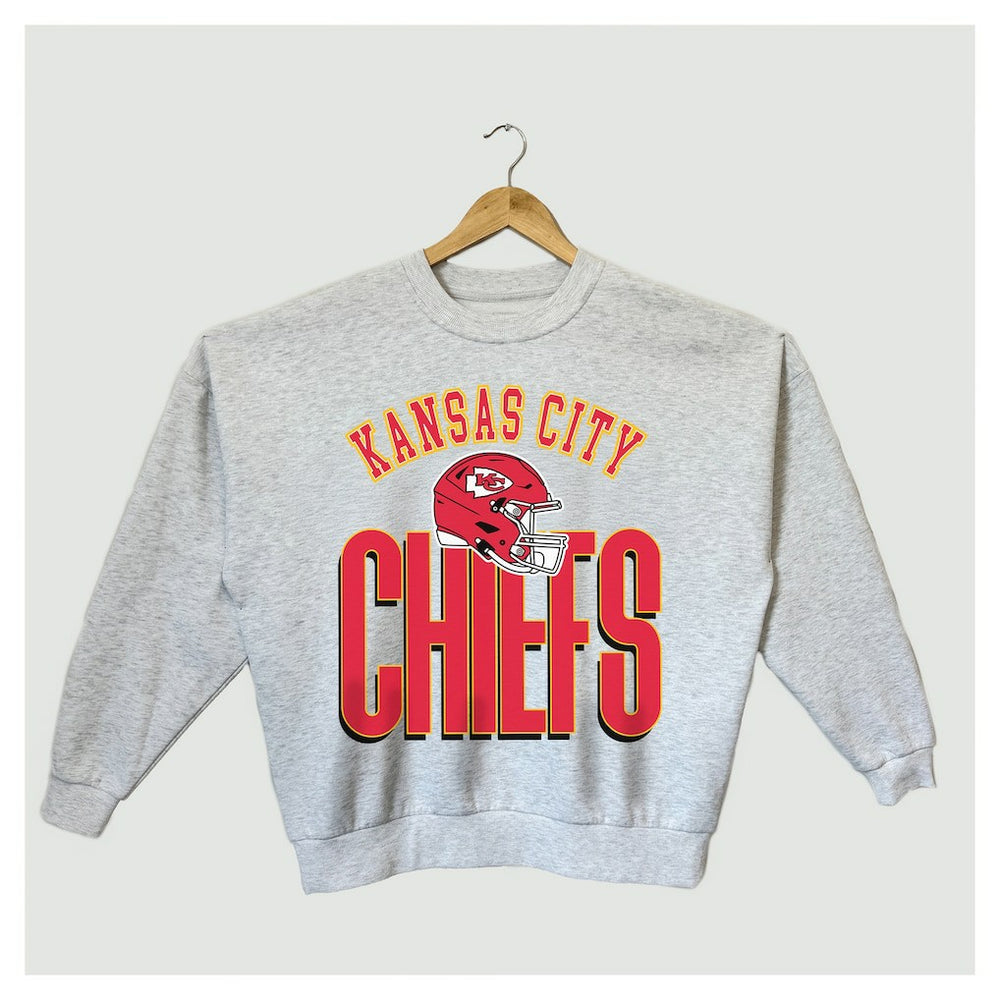 Kansas City Chiefs Gameday Couture Women's Fierce Focus Premium Oversized Fleece Pullover Sweatshirt Ash | NFL