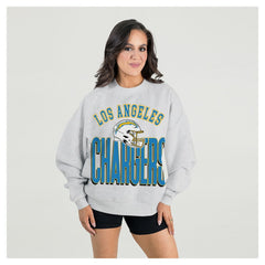 Los Angeles Chargers Gameday Couture Women's Fierce Focus Premium Oversized Fleece Pullover Sweatshirt Ash | NFL