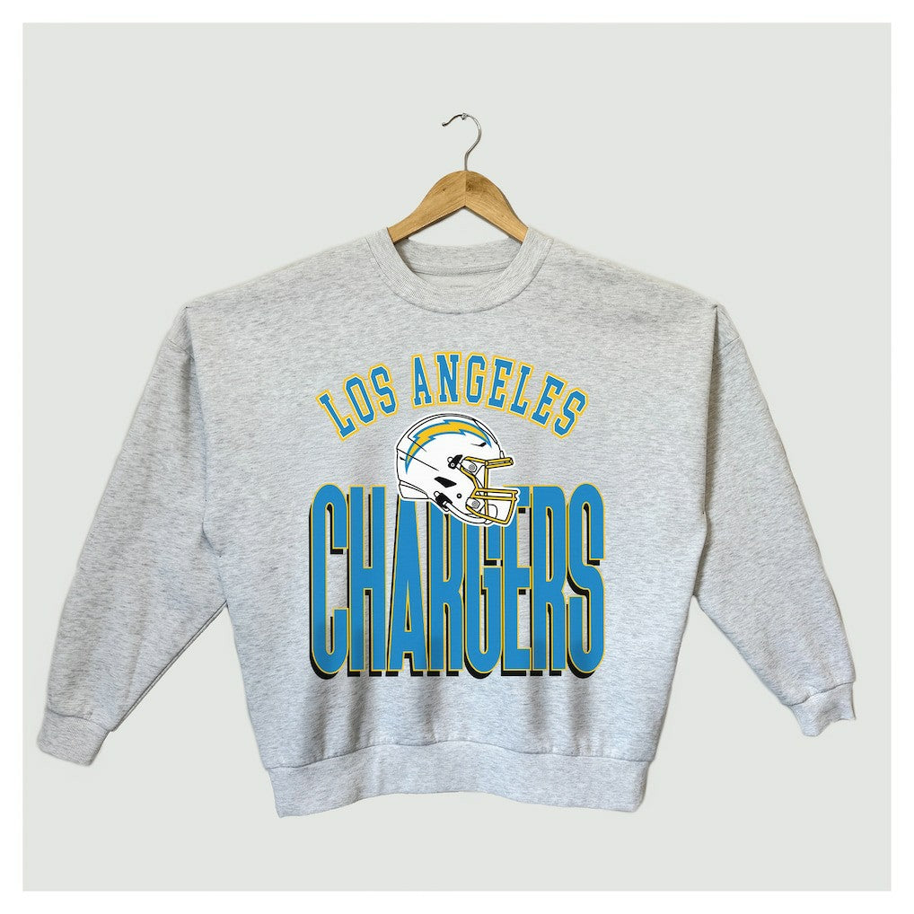 Los Angeles Chargers Gameday Couture Women's Fierce Focus Premium Oversized Fleece Pullover Sweatshirt Ash | NFL