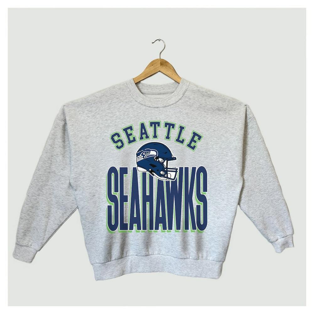 Seattle Seahawks Gameday Couture Women's Fierce Focus Premium Oversized Fleece Pullover Sweatshirt Ash | NFL