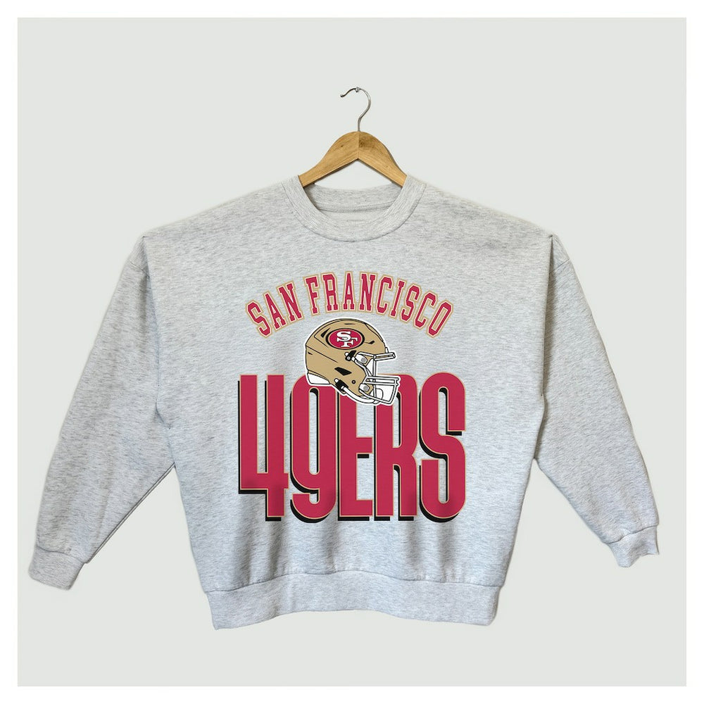 San Francisco 49ers Gameday Couture Women's Fierce Focus Premium Oversized Fleece Pullover Sweatshirt Ash | NFL