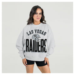 Las Vegas Raiders Gameday Couture Women's Fierce Focus Premium Oversized Fleece Pullover Sweatshirt Ash | NFL