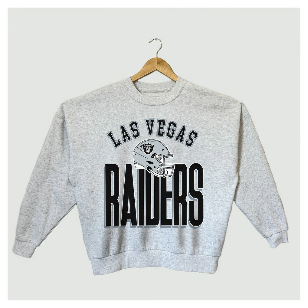 Las Vegas Raiders Gameday Couture Women's Fierce Focus Premium Oversized Fleece Pullover Sweatshirt Ash | NFL