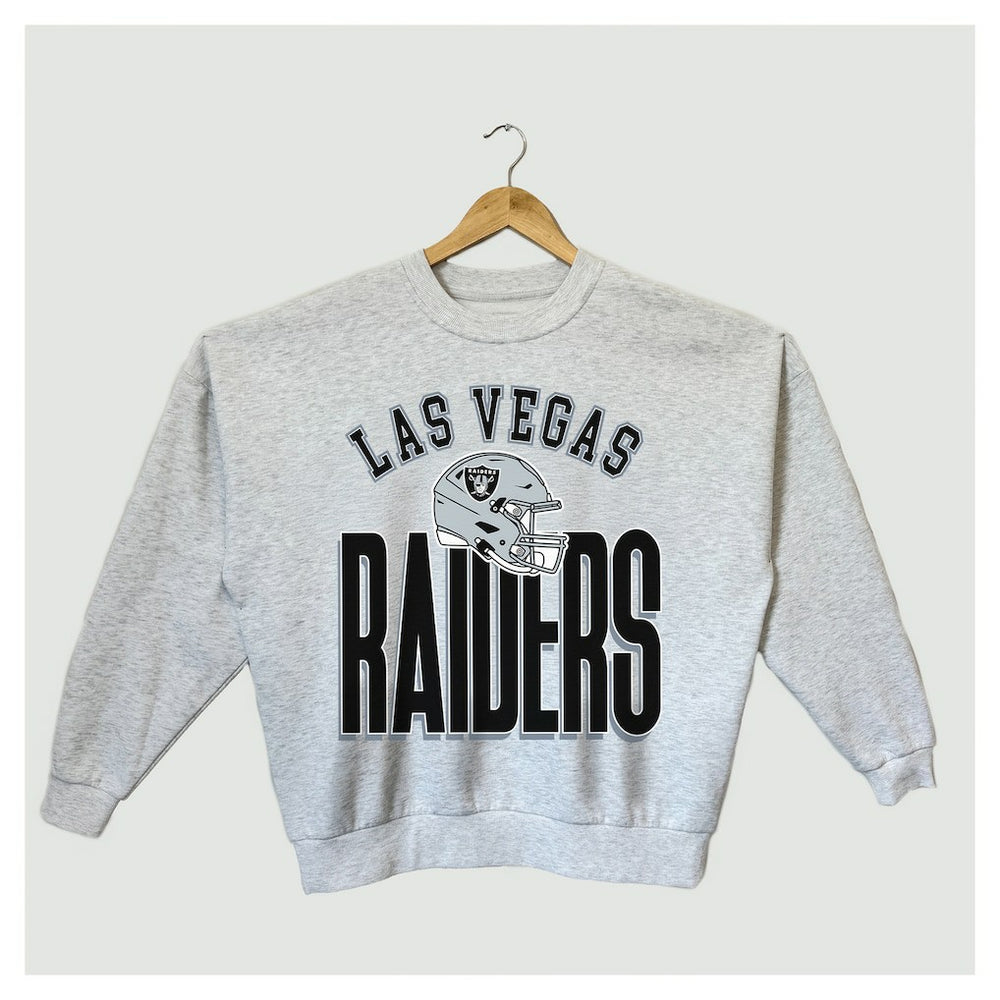 Las Vegas Raiders Gameday Couture Women's Fierce Focus Premium Oversized Fleece Pullover Sweatshirt Ash | NFL