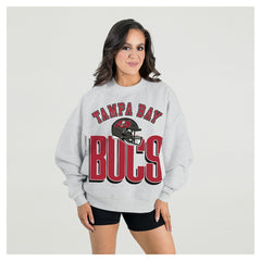 Tampa Bay Buccaneers Gameday Couture Women's Fierce Focus Premium Oversized Fleece Pullover Sweatshirt Ash | NFL