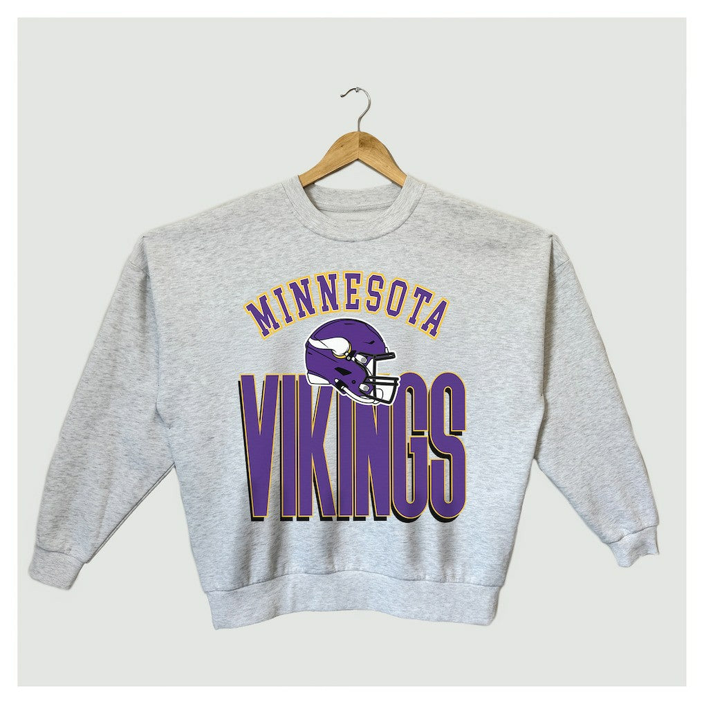 Minnesota Vikings Gameday Couture Women's Fierce Focus Premium Oversized Fleece Pullover Sweatshirt Ash | NFL