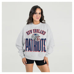New England Patriots Gameday Couture Women's Fierce Focus Premium Oversized Fleece Pullover Sweatshirt Ash | NFL
