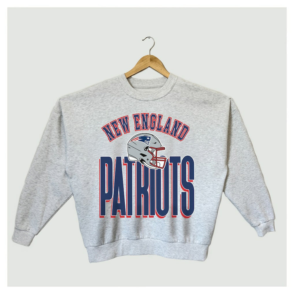 New England Patriots Gameday Couture Women's Fierce Focus Premium Oversized Fleece Pullover Sweatshirt Ash | NFL
