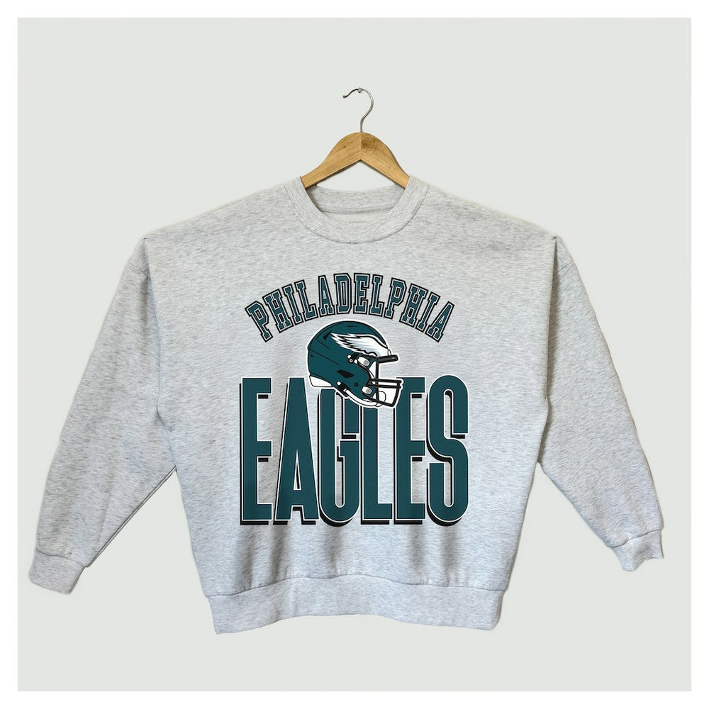 Philadelphia Eagles Gameday Couture Women's Fierce Focus Premium Oversized Fleece Pullover Sweatshirt Ash | NFL