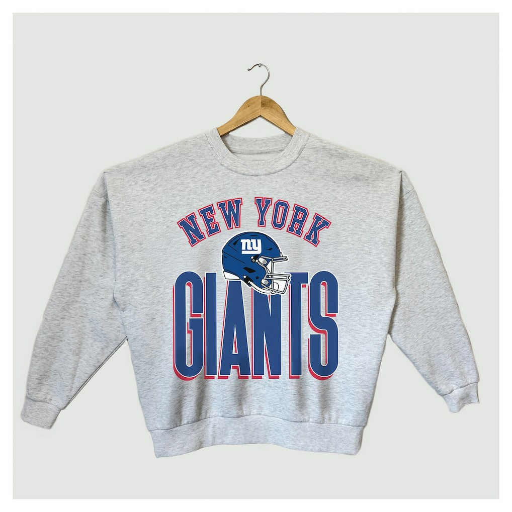 New York Giants Gameday Couture Women's Fierce Focus Premium Oversized Fleece Pullover Sweatshirt Ash | NFL