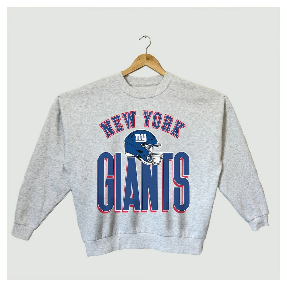 New York Giants Gameday Couture Women's Fierce Focus Premium Oversized Fleece Pullover Sweatshirt Ash | NFL