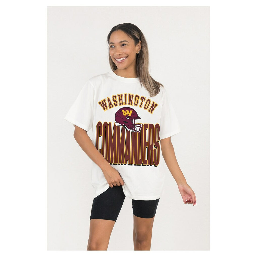 Washington Commanders Gameday Couture Women's Oversized Classic Fierce Focus T-Shirt White | NFL