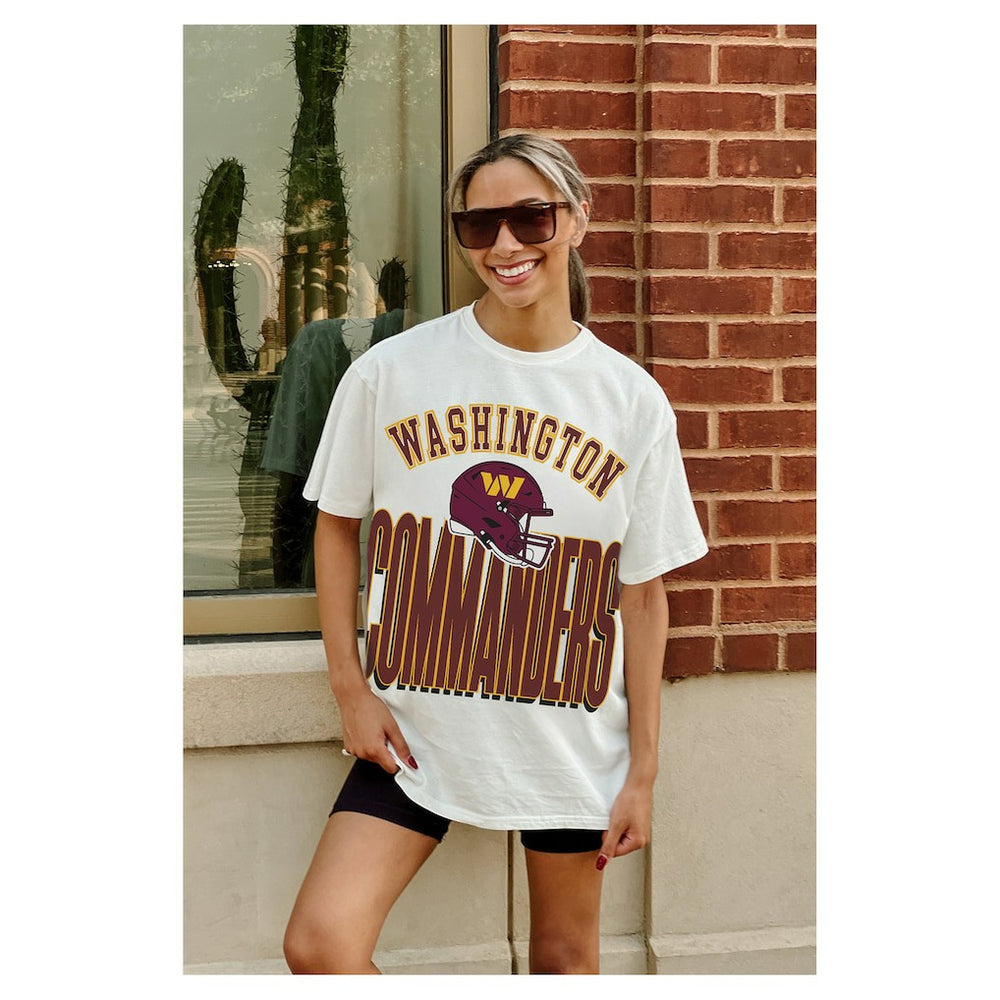 Washington Commanders Gameday Couture Women's Oversized Classic Fierce Focus T-Shirt White | NFL