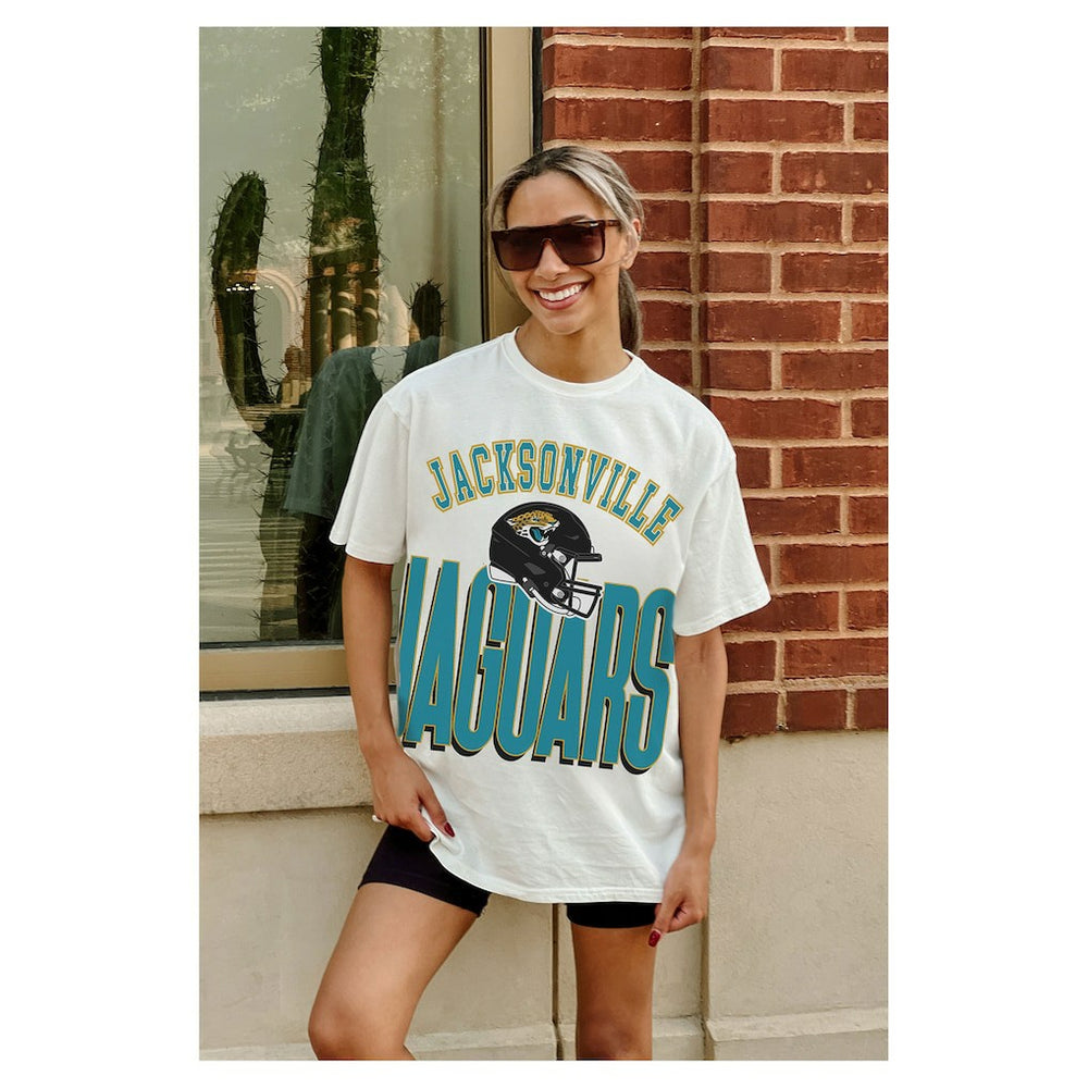 Jacksonville Jaguars Gameday Couture Women's Oversized Classic Fierce Focus T-Shirt White | NFL