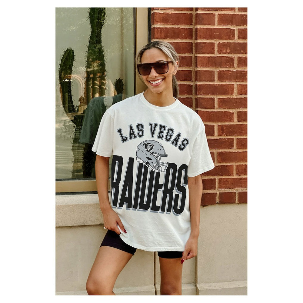 Las Vegas Raiders Gameday Couture Women's Oversized Classic Fierce Focus T-Shirt White | NFL