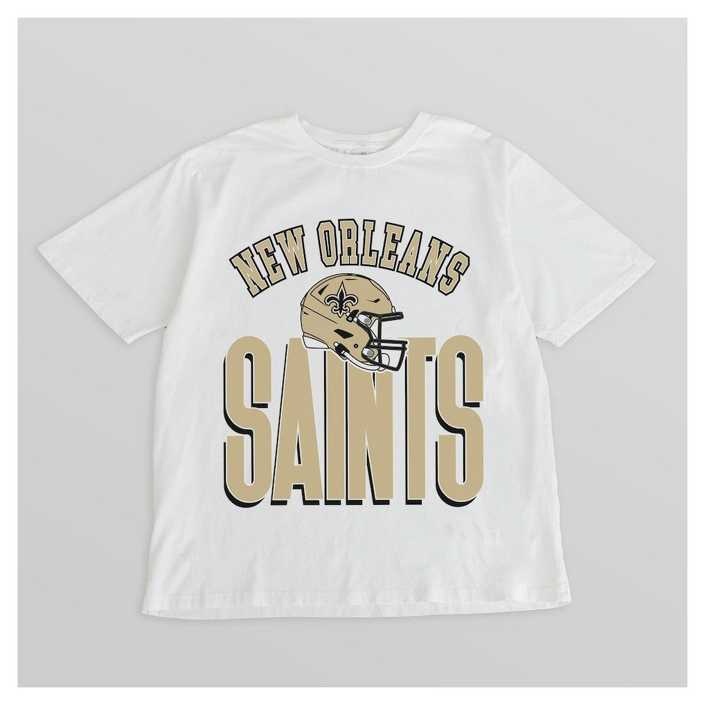New Orleans Saints Gameday Couture Women's Oversized Classic Fierce Focus T-Shirt White | NFL