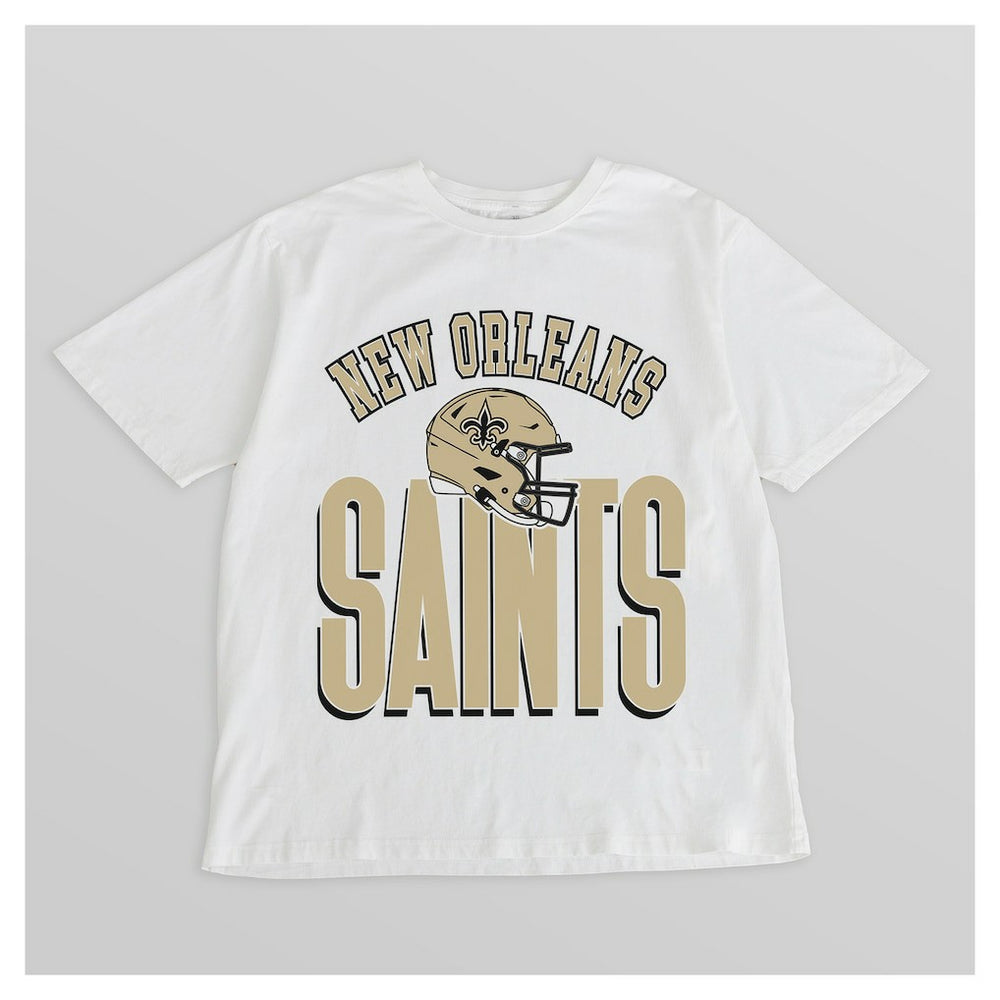 New Orleans Saints Gameday Couture Women's Oversized Classic Fierce Focus T-Shirt White | NFL