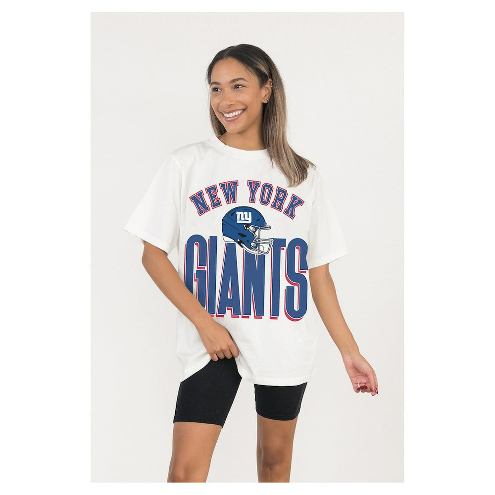 New York Giants Gameday Couture Women's Oversized Classic Fierce Focus T-Shirt White | NFL