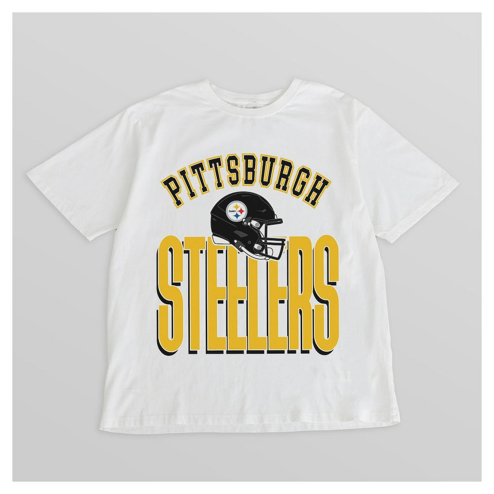 Pittsburgh Steelers Gameday Couture Women's Oversized Classic Fierce Focus T-Shirt White | NFL