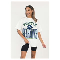 Seattle Seahawks Gameday Couture Women's Oversized Classic Fierce Focus T-Shirt White | NFL